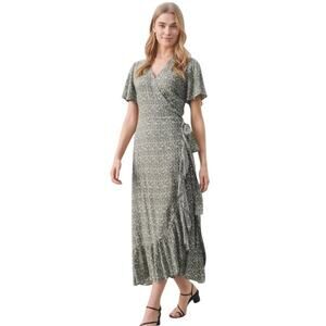 Part Two Copenhagen Agave Green Clarina V Neck Midi Wrap Dress